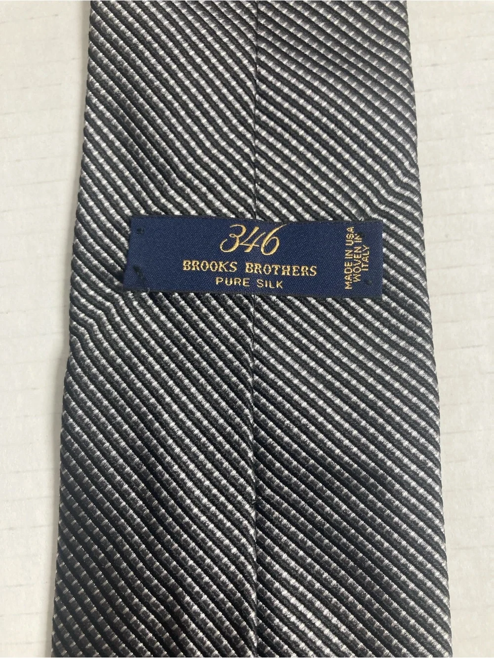 Brooks Brothers 346 Tie Black and Silver Micro-Check Silk Made in USA